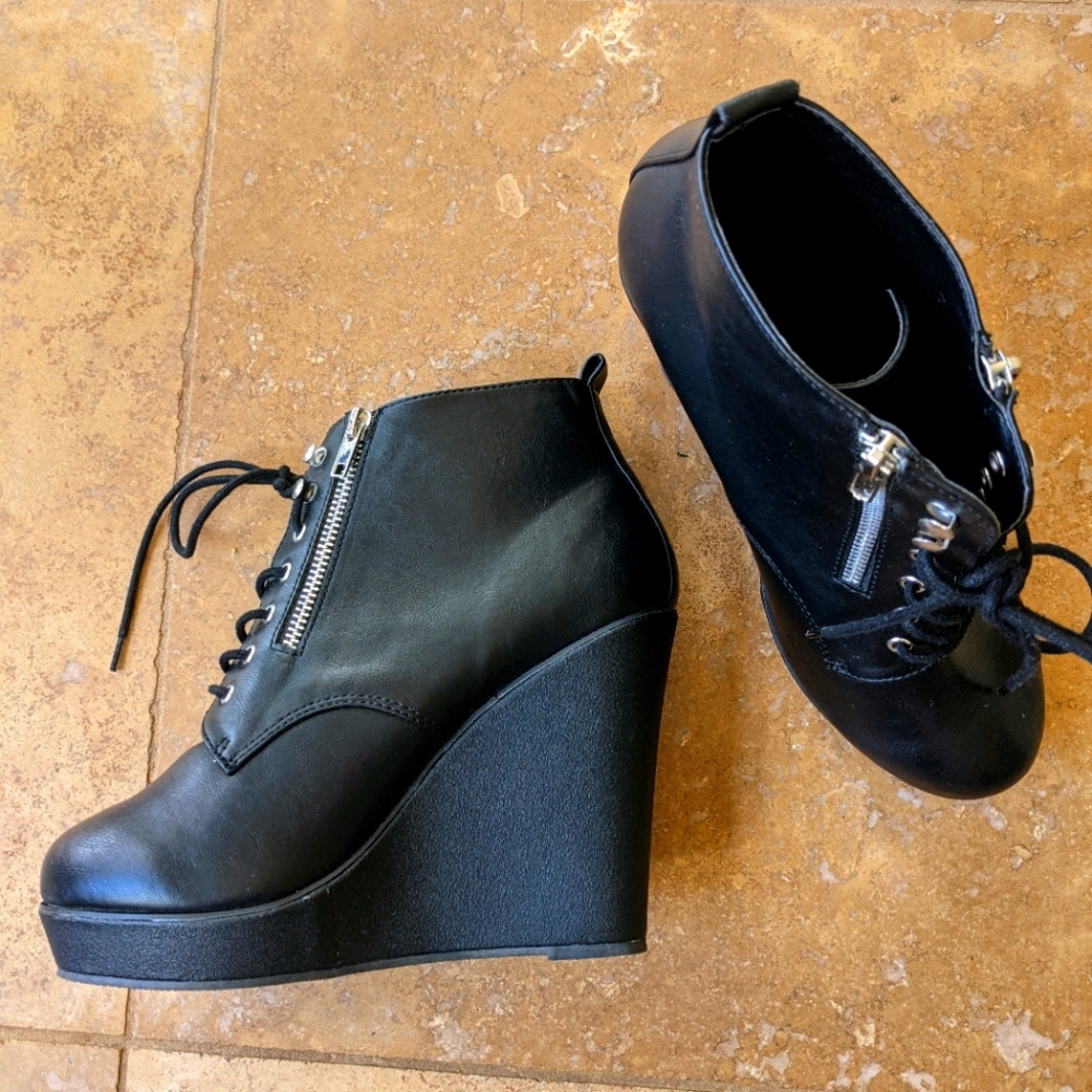 Wedge booties! Like new!